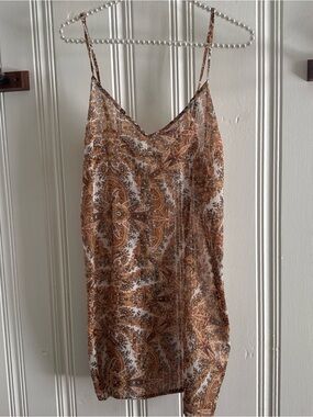 L'ATISTE Brown Paisley Printed Slip Dress